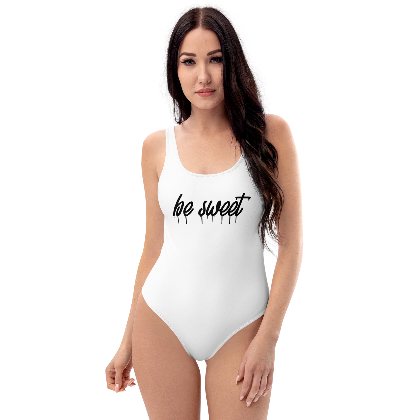 women's one-piece swimsuit, be sweet swimsuit, summer swimwear, stylish one-piece, swimsuit with slogan, women's beachwear, cute swimwear, trendy swimsuit, slogan swimsuit, beach fashion, poolside attire, flattering one-piece, women's summer fashion, sweet message swimsuit, one-piece bathing suit, fun swimwear, women's swim collection, chic swimsuit, trendy beachwear, fashionable swimwear, summer style, swim with message, women's pool fashion, graphic one-piece swimsuit