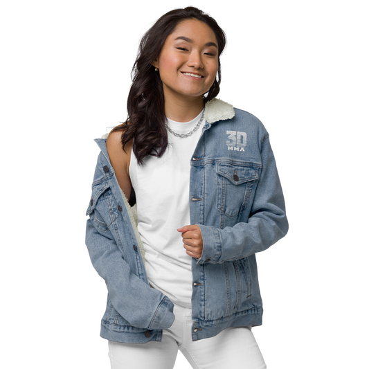 women's denim sherpa jacket, 3D Martial Arts, branded denim jacket, women's casual outerwear, cozy denim jacket, winter fashion, sherpa-lined denim, stylish jacket for women, trendy outerwear, women's fall fashion, comfortable jacket, logo denim jacket, casual chic jacket, martial arts fashion, women's streetwear, branded outerwear, durable denim jacket, everyday jacket, women's winter attire, iconic denim, martial arts branding, women's fashion jacket, warm denim outerwear