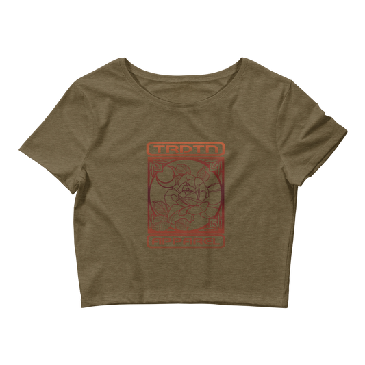women's crop top, Tradition Apparels, rose tarot design, trendy crop top, stylish women's top, tarot fashion, floral crop top, women's casual wear, artistic apparel, boho chic clothing, rose design top, summer fashion, spiritual clothing, tarot card art, ladies' cropped shirt, floral tarot top, cool women's crop top, trendy tarot top, mystical fashion, unique crop top, women’s stylish summer wear, rose card crop top, minimalist fashion, custom design crop top, contemporary women's wear, tarot and rose cloth